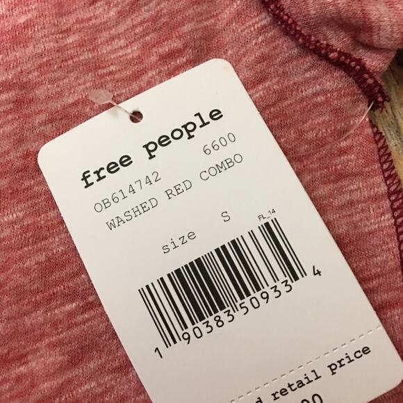 NWT Free People Piper Twofer Long Sleeve Tee – Washed Red Combo - Small - Picture 13 of 15